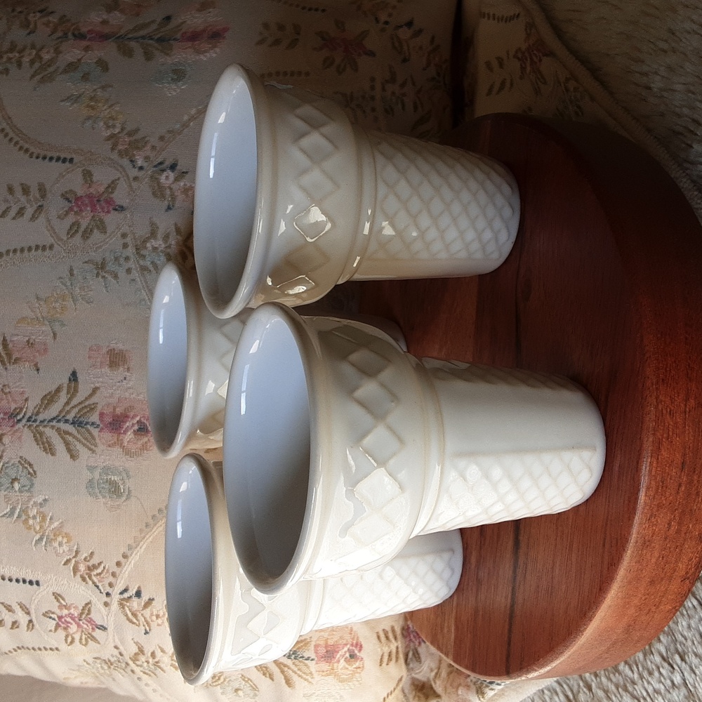 Pottery Barn ceramic ice cream cones.